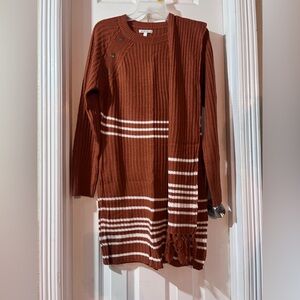Derek Heart Rust and White Striped Sweater Dress